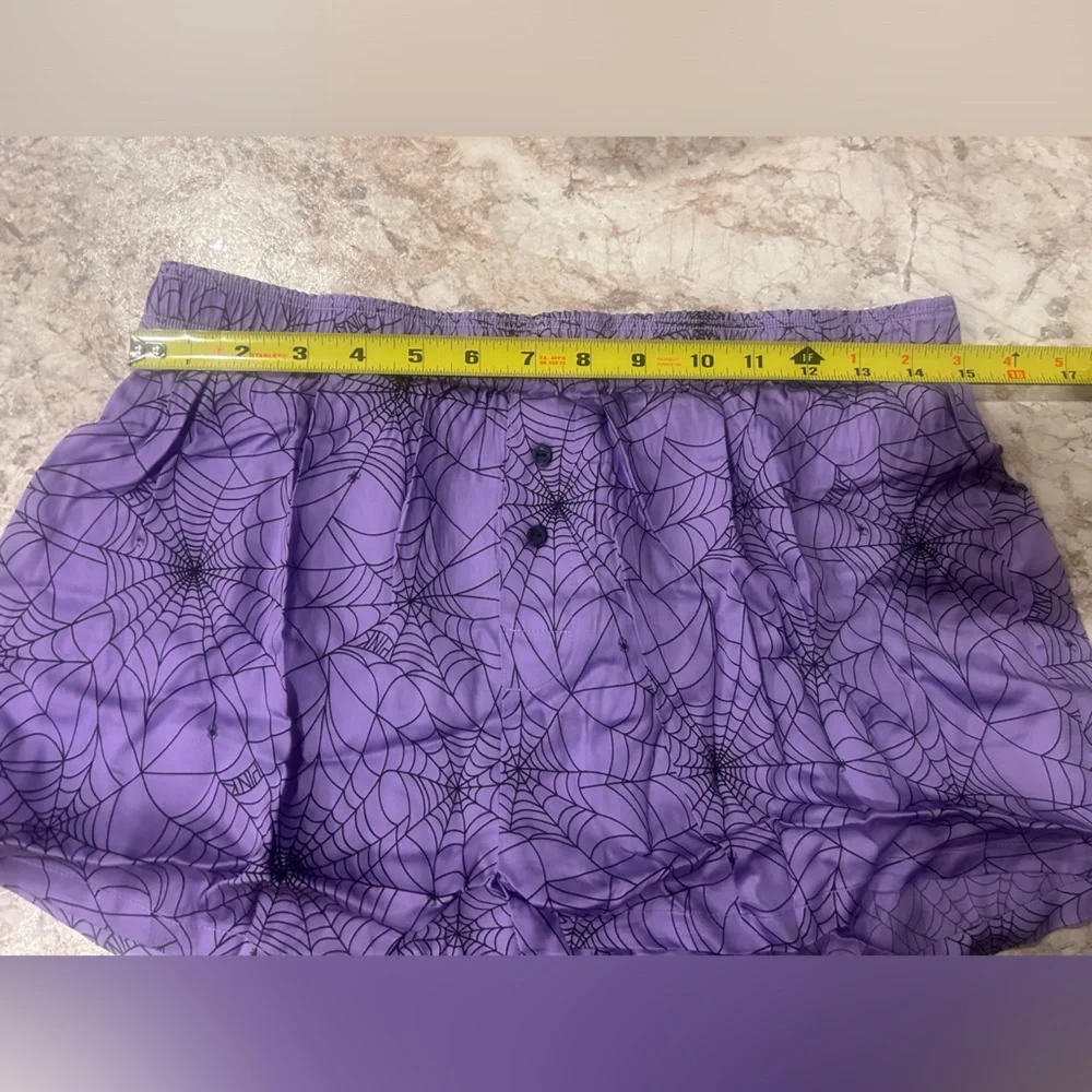 VS PINK Pajama Shorts Halloween Purple Spiderwebs Medium NWT